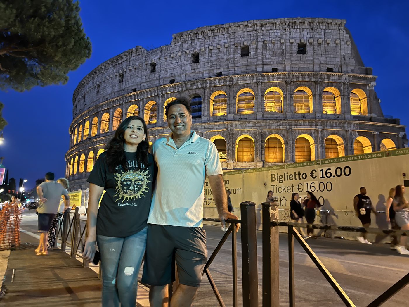 Saif Rehman with family outside the Colosseum in Rome