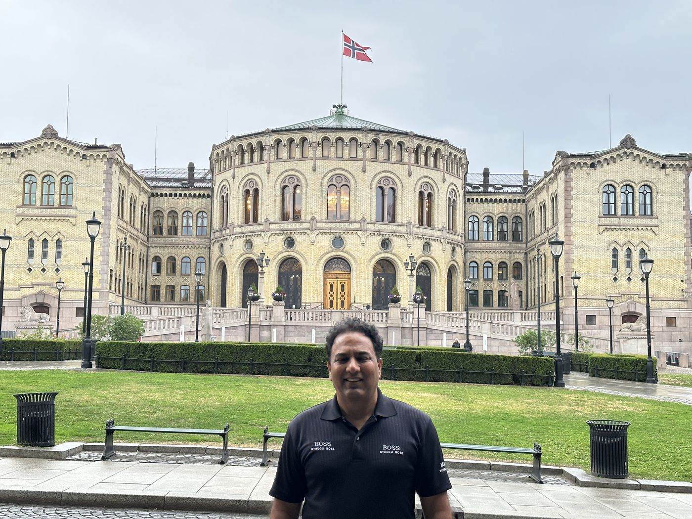Saif Rehman outside the Storting in Oslo