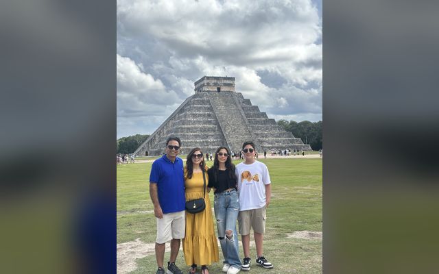 Saif Rehman with family at Chichén Itzá, Mexico
